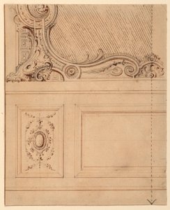 Rajz, Egy falpanel alsó részének terve, 1714 alkotó: Gilles-Marie Oppenord