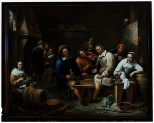 Backgammon Players in an Interior of a Tavern