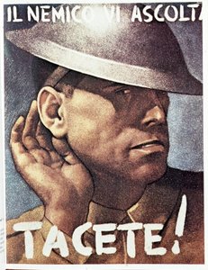 Csend, az ellenség figyelj) - Olasz propagandaplakát, v.1942 Illusztráció: Gino Boccasile (1901-1952)
