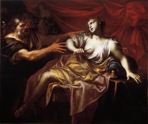 Lucretia öngyilkossága (olaj, vászon) alkotó: Gio Raffaele Badaracco