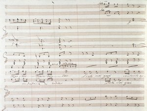 A Le Comte Ory partitúrájának oldala Gioacchino Rossini kézírásos javításával alkotó: Gioachino Rossini