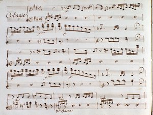 Gioacchino Rossini A török Olaszországban című szimfóniájának partitúrájának oldala