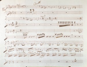 Gioacchino Rossini Hamupipőke vagy a Jóság diadala című szimfóniájának hegedű partitúrájának oldala