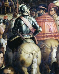 A háború utáni diadal az olaszországi Sienában. Részlet. Giorgio Vasari és műterme (1511-1574) festménye.
