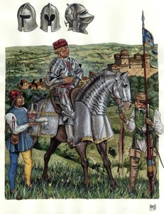 Középkor: a közép-itáliai condottiero (condottiere) portréja a 15. században.