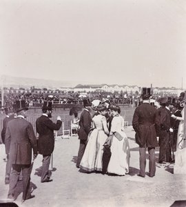 Nézők versenypálya a Cascine Parkban: Giovanni Fabbroni, Eugenio Niccolini márki és felesége, Guicciardini grófnő, L. Manara.