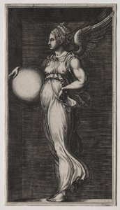 Gömböt tartó allegorikus alak, 1560-as évek közepe. alkotó: Giorgio Ghisi