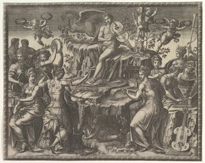 Apollo and the Muses, kb. 1557. alkotó: Giorgio Ghisi