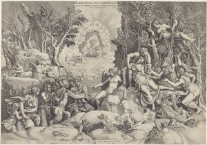 Cephalus en de Bosgoden beweenen de dood van Procris Az athéni király Prokrinosz / Cephalus lánya és felesége, ugyanaz a férj tudtán kívül (cím a tárgyon)