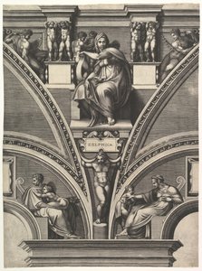 A delphoi szibilla, a Próféták és Szibilla a Sixtus-kápolnában sorozatból, 1570-75. alkotó: Giorgio Ghisi