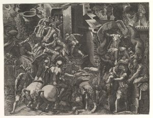 Trója bukása és Aeneas menekülése, 1540-es évek közepe. alkotó: Giorgio Ghisi