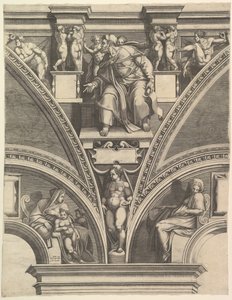 Ezékiel próféta, a Próféták és szibillák a Sixtus-kápolnában című sorozatból, 1570-75. alkotó: Giorgio Ghisi