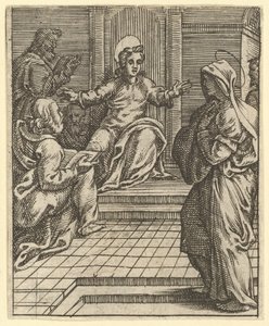 A Szomorú Szűz: Krisztus vitatkozik az orvosokkal, egyike a kilenc környező társaságnak..., 1575-re. alkotó: Giorgio Ghisi