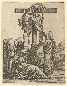A Fájdalmak Szűza: Leszállás a keresztről, a kilenc környező rekesz egyike..., 1575-re. alkotó: Giorgio Ghisi