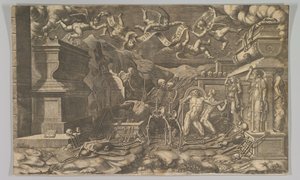 Ezékiel látomása, 1554, újra kiadva 1595-ben. alkotó: Giorgio Ghisi
