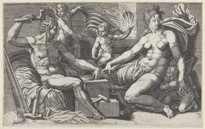 Venus en Vulcanus in de smidse van Vulcanus alkotó: Giorgio Ghisi