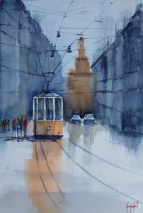A bolognai villamos tükröződései alkotó: Giorgio Gosti
