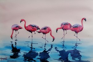 Gázoló rózsaszín flamingók alkotó: Giorgio Gosti