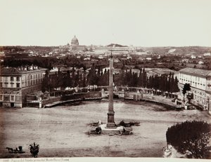 Kilátás a Piazza del Popolo-ra a Pincio-ról (vagy Pinciano-hegyről), Róma alkotó: Giorgio Sommer
