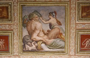 Ceres ápoló Triptolemus, Altoviti mennyezet részlete, 1553-as freskó alkotó: Giorgio Vasari