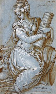 Concordia (toll, fekete tinta és szürke ceruza papíron) alkotó: Giorgio Vasari