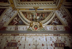 Lorenzo il Magnifico szobájának részlete, amely a sarzanai csatát ábrázolja (freskó alkotó: Giorgio Vasari