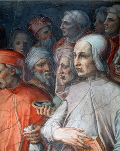 Marsilio Ficino, mellette Paolo del Pozzo Toscanelli, Cosimo az idősebb részlete a filozófusok és művészek körében alkotó: Giorgio Vasari