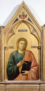 Evangélista Szent János, részlet a Badia-poliptichonból, 1300 körül, Giotto (1267-1337), tempera, tábla, 91x334 cm alkotó: Giotto (c.1266 1337)