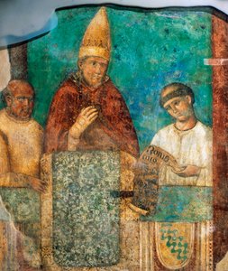 VIII. Bonifác meghirdeti a szentévet, Giotto freskója (1267-1337), Lateráni Szent János főbazilika, Róma, Olaszország