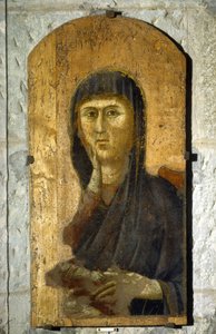 Madonna. A Szűzanya portréja arany háttéren. Giotto di Bondone (1267 -1337) festménye, 1290 körül. Tempera, fára festve. Méret: 81,5 x 41 cm. Borgo San Lorenzo, Pieve.
1610