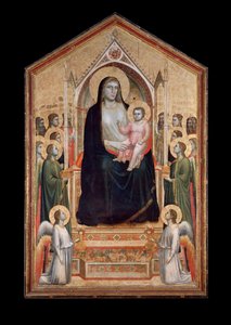 Szűz fenségesen, szentekkel körülvéve (tempera fán, 1310 körül) alkotó: Giotto (c.1266 1337)