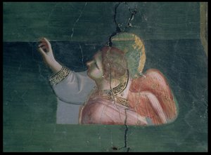 Angyali üdvözlet Szent Annának, részlet az angyalról, 1305 körül alkotó: Giotto di Bondone