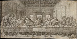 Az utolsó vacsora spániellel, kb. 1500.