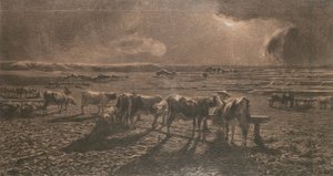 Este (legeltetés, Alla stanga) alkotó: Giovanni Segantini