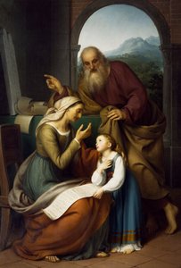 A Szűz nevelése, Giovanni Carnovali (1804-1873), olaj, vászon, 205x140 cm. Szent Bertalan plébániatemplom, Almenno. Olaszország