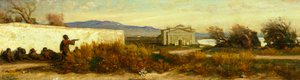 Törökök egy templom közelében, Giovanni, Nino Costa (1826-1903) néven ismert. alkotó: Giovanni Costa