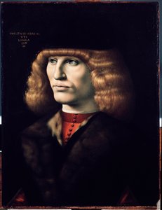 Fiatal férfi portréja, 1495 körül (olaj, fa) alkotó: Giovanni Ambrogio de Predis