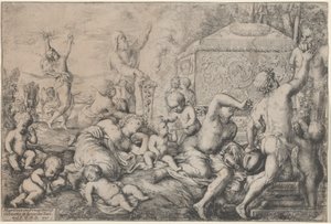 Bacchanal oltárral, Faunnal és Silenusszal