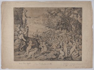 Putti Vénusz szobra előtt, Tizianus után, 1636.