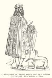 Il Sodoma (Giovanni Antonio Bazzi) olasz reneszánsz művész önarcképe (metszet) alkotó: Giovanni Antonio Bazzi (after) Sodoma