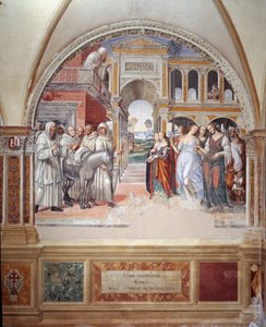 Hogyan küld Fiorenzo prostituáltakat a kolostorba (Hogyan küld Fiorenzo prostituáltakat a kolostorba) - Antonio Bazzi dit il Sodoma (1477 - 1549) kolostor freskója Nursiai Szent Benedek (480 - 567) rendalapító életét meséli el nak,-nek