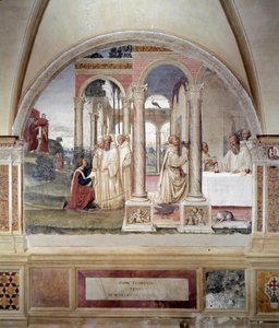 Hogyan próbálja Florent megmérgezni Benoitot (Hogyan próbálja Fiorenzo megmérgezni Szent Benedeket) - Antonio Bazzi dit il Sodoma (1477 - 1549) falfreskója Szent Benedek (480 - 567) életét meséli el, a bencés rend alapítója 1508-ban - Abbey 1508 a Monte Ol