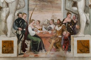 Kártyajáték, Főterem, 1570 körül (freskó)