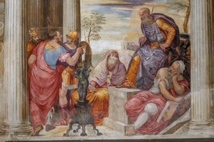 Részlet a Scipio kegyelméből, Kandalló szoba, 1560-65 körül (freskó)