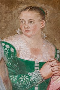 Női alak, Scipio kegyelme részlete, Kandalló szoba, 1560-65 körül (freskó)