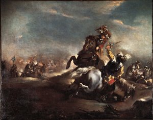 Lovagpárbaj (lovagok harca) Giovanni Antonio Guardi (1699-1760) festménye Velence Museo Correr