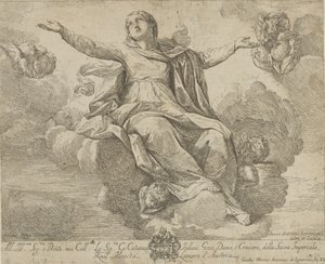Szűz mennybemenetele, aki kitárt karral a felhők között ül, ang..., 1685-1720. alkotó: Giovanni Antonio Lorenzini