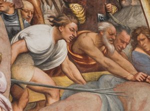 Középső hajó, második déli szakasz, Jézus elesik a kereszt alatt, Il Pordenone alkotó: Giovanni Antonio Pordenone