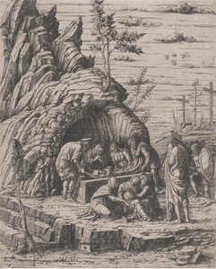 Krisztus síremléke, akit két ember ereszt le egy kősírba azelőtt..., kb. 1470-1500.