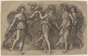 Négy táncoló múzsa alkotó: Giovanni Antonio da Brescia, after Andrea Mantegna